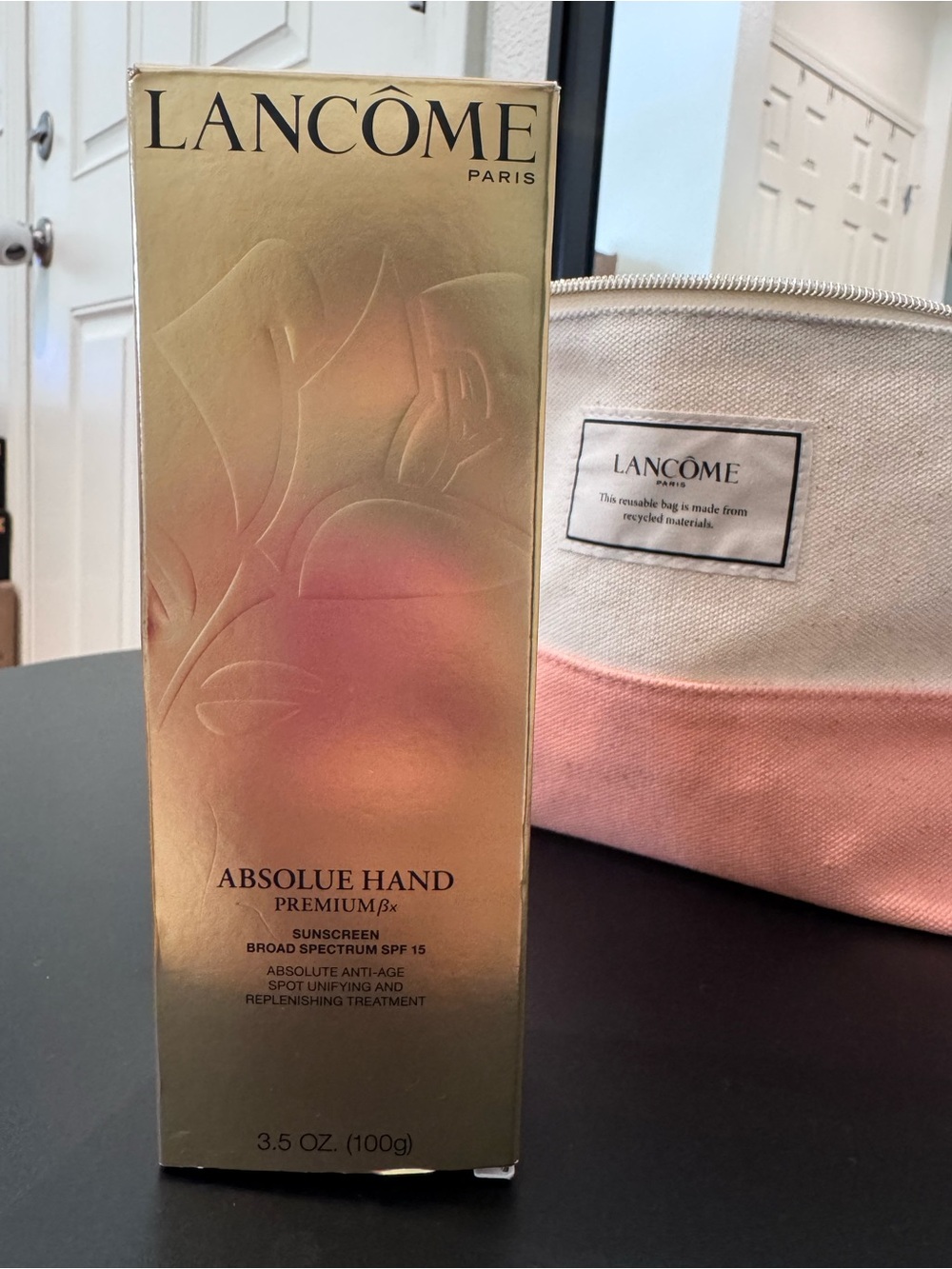 Lancôme Pink and Cream Canvas Cosmetic Pouch